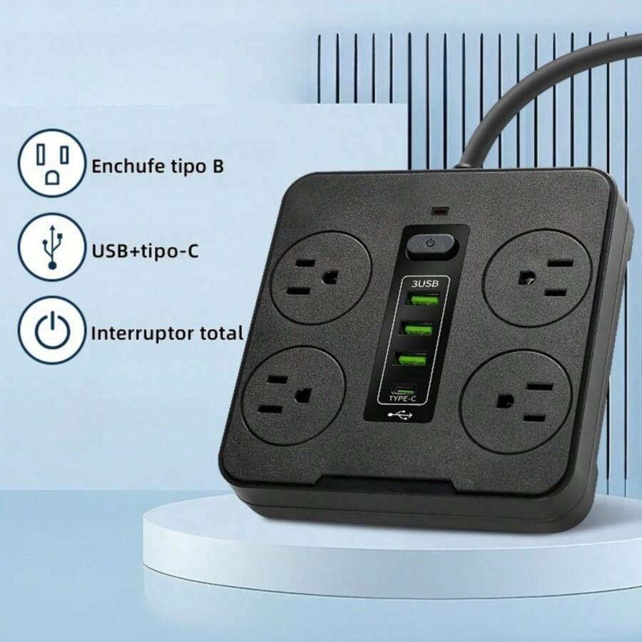 Eight-In-One Smart Power Strip With Multi-Function USB Socket With Long Line Switch, Porous Home High-Power Patch Panel - US B Type Plug(110-127V) - View 1