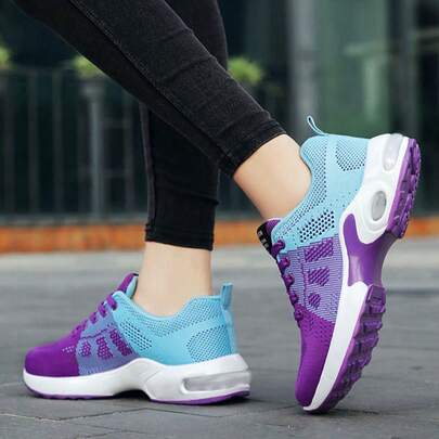 1 par de zapatillas deportivas de mujer con malla, Navy y Fucsia, nuevas para primavera/verano 2025, con amortiguación, suela suave y absorción de impactos, para saltar la cuerda y entrenamientos de