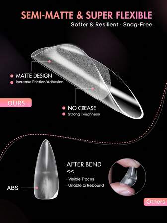 Professional Short Almond Nail Tips - 12 Sizes For Soft Gel Tips Artificial Acrylic Press On Nails Almond Dip Powder, 240Pcs Soft Gel Tips With Half Matte Contact Surface