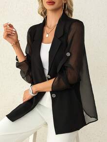New Arrival Spring/Summer Women's Fashionable Solid Color Sheer Back Blazer Jacket