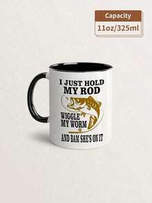 1pc,11oz Fishing Enthusiast Ceramic Coffee Cup - Insulated, Reusable, Hand Washable Only - Unisex Gift Cup, Water Cup, Summer And Winter Drinking Utensils, Birthday Gift, Holiday Gift,Christmas Decorate,Insulated,All Seasons And Occasions,Suitable For Hot Or Cold Drinks,Home Kitchen Item,Family Drinkware For New Year,Thanksgiving,Easter,Valentine's Day Gifts,Friends' Birthday Anniversary Festival,Party,Wedding,Ideal Gift For Mother's Day Back To School