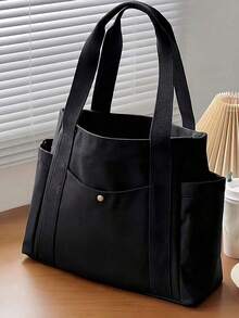 1 Piece Large Capacity Unisex Handbag New Korean Style College Style Middle School School Bag Casual Bag Crossbody Bag Canvas Bag Crossbody Bag, Shopping Bag, Festive Bag, Fashion Zipper Bag, Large School Tote Bag, Multiple Compartments, Suitable For Beach, School, Work And Daily Use Beach Bag Laptop Case - Multicolor - View 7