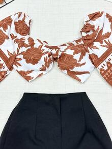 Conjunto moderno com estampa fashion - marrom e preto - Visão 2