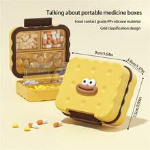 7-Day Pill Box, Cute Cookie Medicine Organizer Pill Container Travel Storage Case Jewelry Organizer Home Essentials Optimal Preparation For Complex Situations - Yellow - View 7