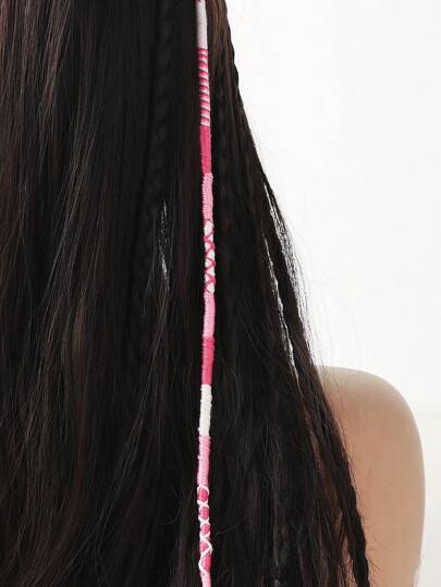 1pc Women's Hair Clip Chain, Colorful Braid Hair Band, Handmade Colored Rope Fake Braid Hair, Women Hair Accessories, Summer Beach Hair Decor, Reusable Colorful Hair Clip Headband, Suitable For Halloween, Autumn/Winter, Jewelry , Wedding, New Years, Festival Outfits, Rave Accessories