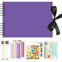 Sammelalbum-Album mit verschiedenem Zubehör, Schwarz- und Weißkarton-Fotoalbum, Schleifenversiegelung, DIY-Graffiti-Notizbuch, geeignet als Geschenk für Abschluss, Jahrestag, Hochzeit, Weihnachten, Halloween, Schulanfang, Schulmaterial