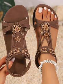 New Flat Bohemian Sandals, Fashion, Casual, Comfortable, Elegant, Relaxed Style, Romantic, Lightweight & Breathable. Suitable For Shopping, Gatherings, Weddings, Parties, Vacations, Work, And Home Wear.