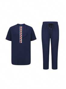 Dashiki African Men's Short Sleeve Printed 2 Pieces Suit Holiday Party Men's Casual Men's Suit