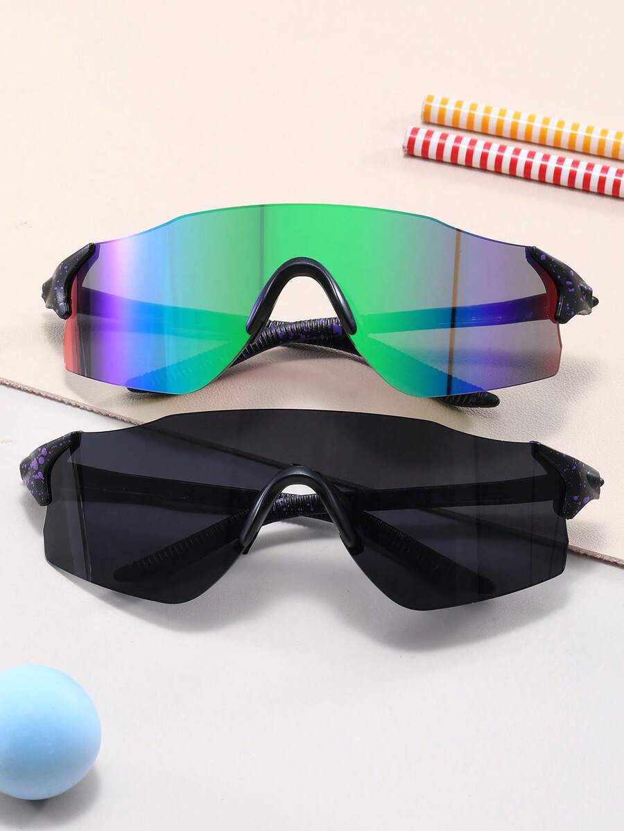 2pcs Sports Style Running Hiking Travel Cycling Fashion Decorative Glasses - Multicolor - View 1