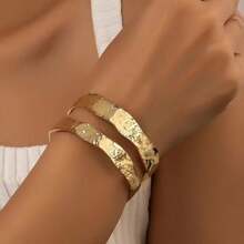 1pc Fashionable Minimalist Metallic Sea Star Linked Adjustable Bangle Bracelet For Women
