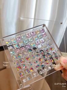 1pc Acrylic Nail Art Rhinestone Jewelry Storage Display Box, Magnetic Organizer Container For Nail Accessories