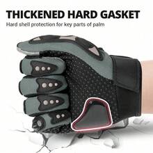 夏季摩托车手套，透气户外运动手套，越野摩托车骑行手套，触屏街车防护装备，男女通用，黑色、红色、蓝色 - 灰色 - 查看 7