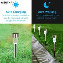 AISUTHA 10 Pcs Outdoor Solar Lights, Made Of Durable And Rust Proof Stainless Steel Material, Easy To Install Without Wiring, Suitable For Lighting Decoration In Terraces, Lawns, Paths, And Gardens
