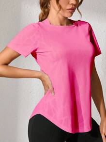 Damen Fitness Tanz Workout lässiges Gewebe Yoga Bekleidung, professionelles Laufen lose Sport Top mit ausgeschnittenem Rücken Workout Kleidung, neuer loser weißer Sommer schlankender ausgeschnittener Rücken Kurzarm Active T-Shirt, Pilates Training Fitness T-Shirt für Frauen