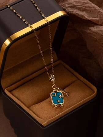 钛钢锁骨链项链，简约精致女士钛钢项链，可爱旅行纪念品珠宝