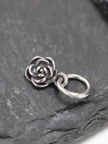 1pc Simple Unique 925 Sterling Silver Mini Rose Charm DIY Pendant Women Fine Jewelry Gift - Silver - View 1