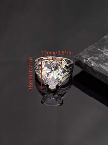 母亲节礼物 时尚不锈钢彩色水晶戒指 水滴形人造锆石 女士百搭生日礼物 送给女孩 - 彩色 - 查看 6
