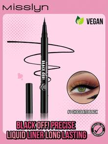 Misslyn BLACK OFF! Precise Liquid Liner Long Lasting, Eyeliner Liquid Liner, Easy Liquid Pen No-Skip Eyeliner, Satin Finish, Waterproof Formula, Eye Liner Makeup, Pitch Black, Waterproof Eyeliner, Y2K Makeup Party Beach Travel Holiday Camping Outdoors Present Rose Fashion Girl New Year Cosmetic Cosplay Best Trip Festivals Color Fancy Campus School Charm Vibe Cny Chinese New Year, Valentine's Day Gift,Vegan,Cruelty Free - màu đen - Xem 1