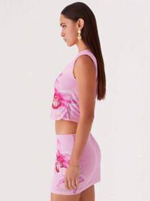 Women Tank Top, Sleeveless Tops Flower Print Slim Fit Summer Clubwear For Daily Party