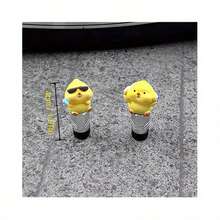 12个可爱卡通小鸡轮胎气门嘴帽，树脂自行车轮胎气门嘴套，萌趣小鸡装饰配件，适用于法式和美式气门嘴 - 彩色 - 查看 6