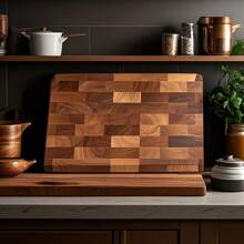 1 pieza Tabla de cortar reversible de madera de acacia, imprescindible en la cocina, tabla de cortar de madera natural saludable con asas, tabla de cortar de madera duradera para carne, verduras y frutas, regalo de cocina