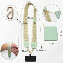 Clip And Go Strap For Phone With Wallet Crossbody Phone Strap, Wristlet Strap Adjustable Cell Phone Lanyard Phone Strap With Zippered Pouch Phone Chain Crossbody, Green