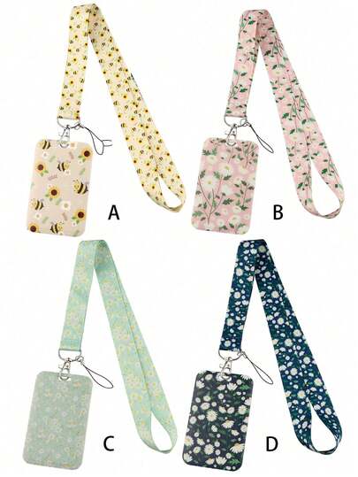 1 pieza Soporte de identificación con cordón de margarita blanca, estuche rígido que se puede usar para tarjeta de autobús, tarjeta de identificación, tarjeta de trabajo, tarjeta de estudiante, tarjeta de exposición, tarjeta de actividad, artículos escolares, vuelta al cole