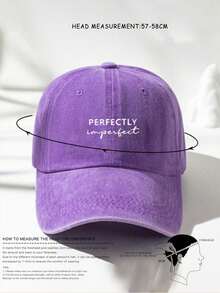 1 pieza Gorra de béisbol con estampado "Perfectamente imperfecto" en estilo Y2K, unisex, para protección solar al aire libre, deportes, y viajes - Morado - Ver 3
