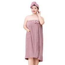 2pcs Set Include 1pc Bath Robe And 1pc Bath Cap, For Women Plus Size Suitable For 80-90KG, Home Wear Bathroom Decor Summer - Lilac Purple - View 6
