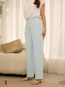 Pantalones casuales de unicolor con botones para mujer, primavera/verano - Verde - Ver 1