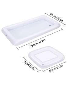 1pc,Pvc Inflatable Ice Bar, Pool Party Ice Tray, White Fruit Plate, Square Drink Bucket Inflatable Ice Trough, Suitable For Parties, Swimming Pools And Travel Supplies