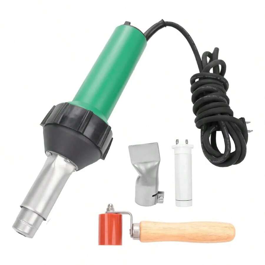 Pistola de soldadura de plástico de aire caliente de 1600 W, ampliamente utilizada para algunas soldaduras de reparación de tanques químicos, accesorios de tubería, membranas impermeables y revestimientos impermeables. - Verde - Ver 1