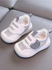 Nuevos zapatos deportivos con diseño de ganchos y bucles en las orejas, estilo bonito para la temporada de primavera/verano para niños pequeños. Cuentan con parte superior de malla transpirable, suela blanda de TPR antideslizante, y puntera protectora. Adecuados para niños y niñas de 6 meses a 3 años para uso en interiores/exteriores y caminata casual. 1 par