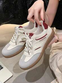 Hot Breathable Sneakers, German Training Shoes, Women's 2025 Spring New Versatile Casual Sports Skate Shoes, - Red - View 2