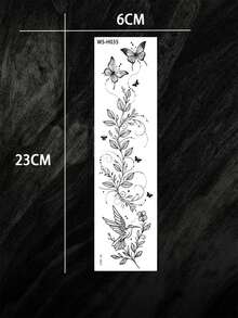 1 件黑色蝴蝶临时纹身贴纸，防水假纹身，适用于手臂、腹部，持续 2-5 天，遮盖疤痕，适用于男士、女士、女孩、日常派对装饰、化妆、礼物