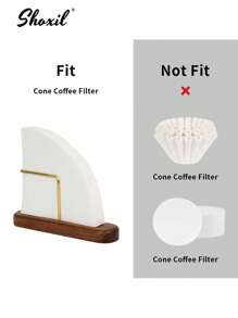 shoxil 1 pieza Soporte para filtros de café - Base de madera Recipiente para estante de café para bar/hogar/oficina, compatible con filtros #1/#2/#4/V60