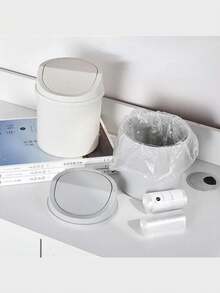 1 件迷你垃圾桶，封闭式小型垃圾桶，带盖桌面垃圾桶，桌面垃圾桶，旋盖可防止气味泄漏，存储和整理桌上的果皮和纸屑，非常适合浴室、家庭办公桌、咖啡桌、办公室、客厅、学习空间。 - 彩色 - 查看 7