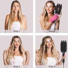 3 Barrel Hair Waver 25mm Beach Wave Hair Curler Ceramic Curling Iron For Long Medium Short Hair Quick Heating - EU C Type Plug(220-240V) - View 3