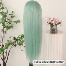 Purple Color Lace Front Wigs Pre Plucked Hairline Long Straight Wigs For Fashion Women Girls Party Daily Wear Glueless Dark Purple Lace Front Synthetic Wigs 13x4 Free Part Heat Resistant Fiber Hair 28 Inch 180% Density - Green - View 8