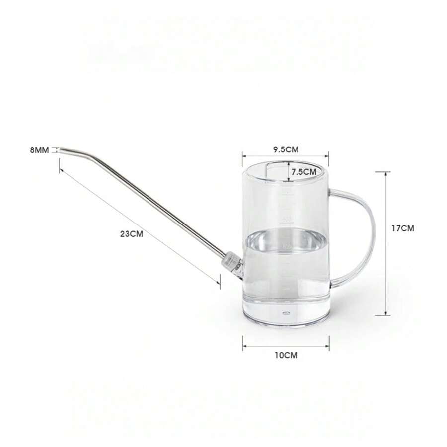 Regadera de 1L con pala de jardinería, set de riego para plantas de interior y exterior, maceta de pulverización para flores oficiales - Transparente - Ver 1