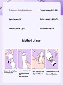 2-In-1 Bikini Trimmer For Women - Painless Electric Razors For Silk Skin,Cordless Body Shaver For Trip,Replaceable Lady Facial Razor, Waterproof&Easy Cleaning,200mAh