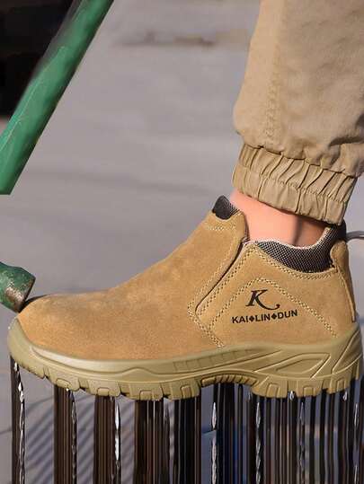 Zapatos de seguridad hombre, Zapatos marrones de trabajo y seguridad para hombre con puntera de acero botas de trabajo hombre, tenis de hombre, aislados y antifricción, resistentes al polvo y a los resbalones, adecuadas para obras industriales y de construcción.