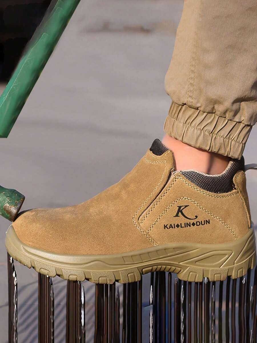 Zapatos de seguridad hombre, Zapatos marrones de trabajo y seguridad para hombre con puntera de acero botas de trabajo hombre, tenis de hombre, aislados y antifricción, resistentes al polvo y a los resbalones, adecuadas para obras industriales y de construcción. - Amarillo - Ver 1