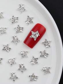 Set di 30 pezzi di charms per unghie in argento, set bulk con charms a forma di stella, charms in lega simpatici e luccicanti, charms 3D Y2K per unghie con strass, accessori per la arte di unghie