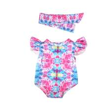 1 pieza Ropa para muñeca americana de 18", Traje de baño para muñeca con diseños lindos y coloridos de hojas, teñido anudado, y estampado leopardo, con diseño de manga acampanada, excelente regalo de cumpleaños/festividad para niñas y niños pequeños