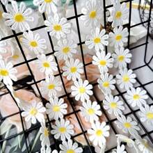 6 Yards Daisy Flower Lace Trim Ribbon - 0.98 Inch Width Fabric Embroidered Applique Ribbon For DIY Crafts And Projects - White Floral Pattern Lace Decoration