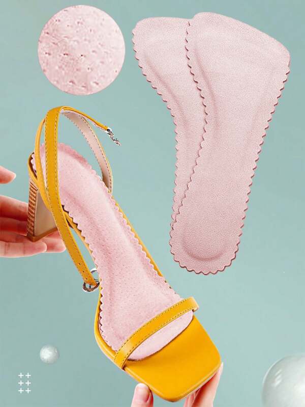 1 Pair Self-Adhesive Sandal Insoles For Women, Anti-Slip Breathable Sweat-Absorbing Thin 3/4 Length For High Heels, Summer