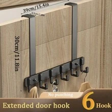 Over The Door Hook Storage Rack - Door Back Hook Towel Rack, Coat Hanger For Door, Fits 1.33-1.77 Inch Door Thickness, Easy To Install, Home Essentials, Kitchen Bathroom Accessories