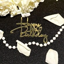 1/6pcs Happy Birthday Cake Inserts, Gold Acrylic Birthday Party Cake Decorations - Multicolor - View 14