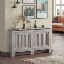 Jooli H Radiator Cover Grey Modern MDF Vertical Slats Wood Decorative Cabinet For Living Room Bedroom Hallway - Grey - View 11